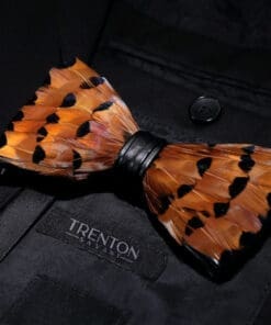 Whispering Woods: Brown & Black Tipped Feather Bow Tie & Pin